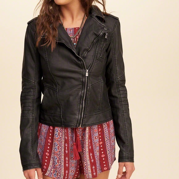 Hollister Washed Faux Leather Biker Jacket - Picture 2 of 8